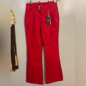 Flamingo Womens Corduroy Red Flare Pants Size M NWT